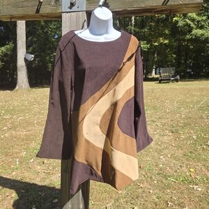 J.W. Treci- Vintage- Long Sleeved- Brown Swirl Dress- Size 14